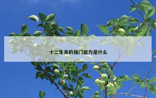 十二生肖的独门能力是什么