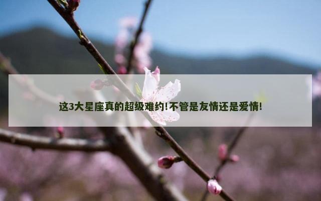 这3大星座真的超级难约!不管是友情还是爱情!