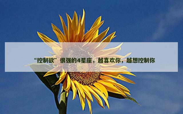 “控制欲”很强的4星座，越喜欢你，越想控制你