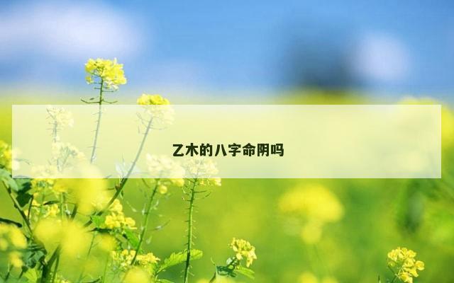 乙木的八字命阴吗