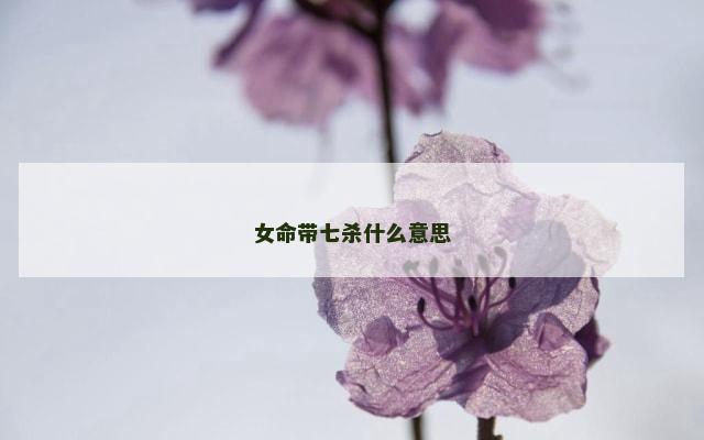 女命带七杀什么意思