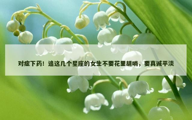 对症下药！追这几个星座的女生不要花里胡哨，要真诚平淡