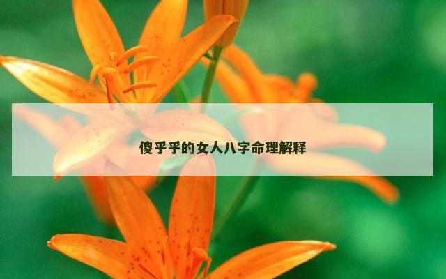 傻乎乎的女人八字命理解释