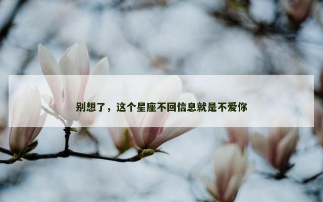 别想了，这个星座不回信息就是不爱你