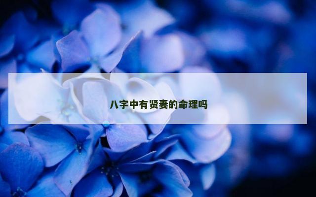 八字中有贤妻的命理吗
