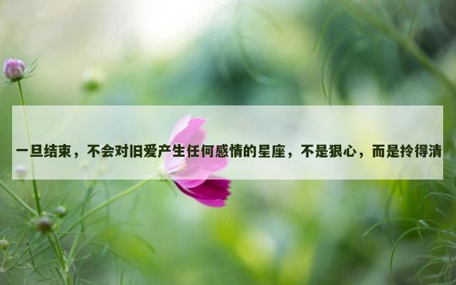 一旦结束，不会对旧爱产生任何感情的星座，不是狠心，而是拎得清