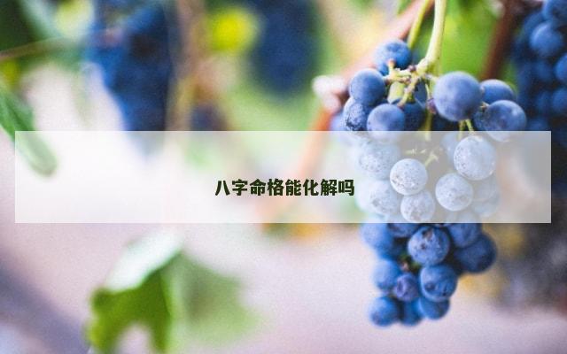八字命格能化解吗