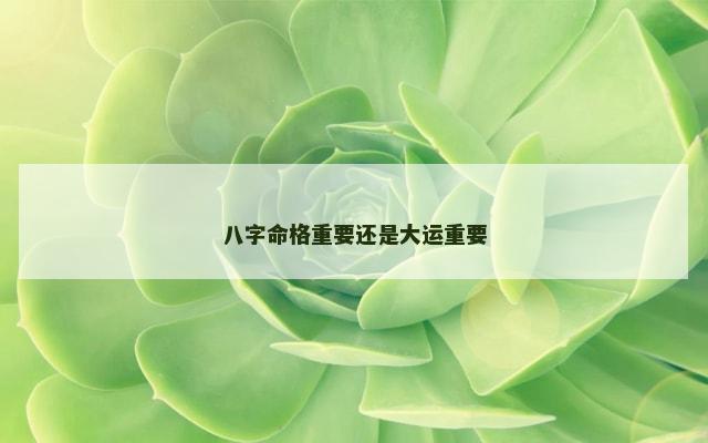 八字命格重要还是大运重要