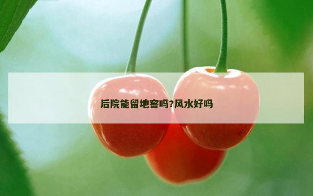 后院能留地窖吗?风水好吗