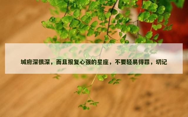 城府深很深，而且报复心强的星座，不要轻易得罪，切记