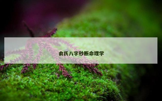 俞氏八字秒断命理学
