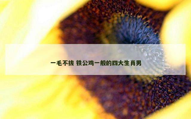 一毛不拔 铁公鸡一般的四大生肖男