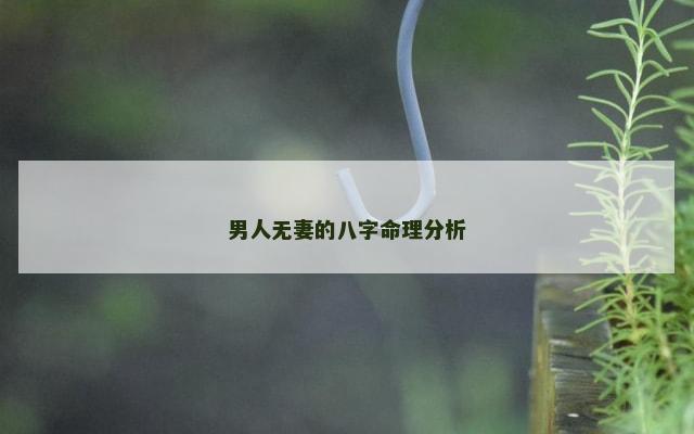 男人无妻的八字命理分析