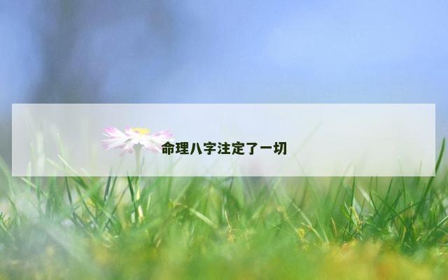 命理八字注定了一切