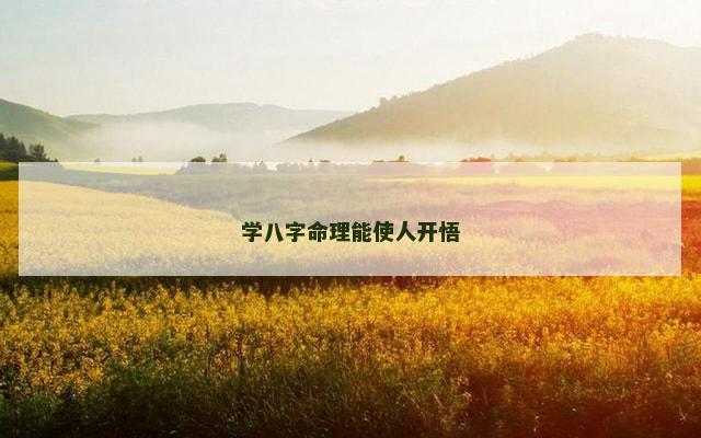 学八字命理能使人开悟