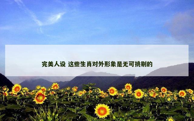 完美人设 这些生肖对外形象是无可挑剔的