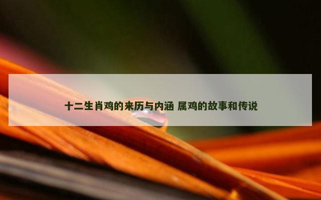 十二生肖鸡的来历与内涵 属鸡的故事和传说