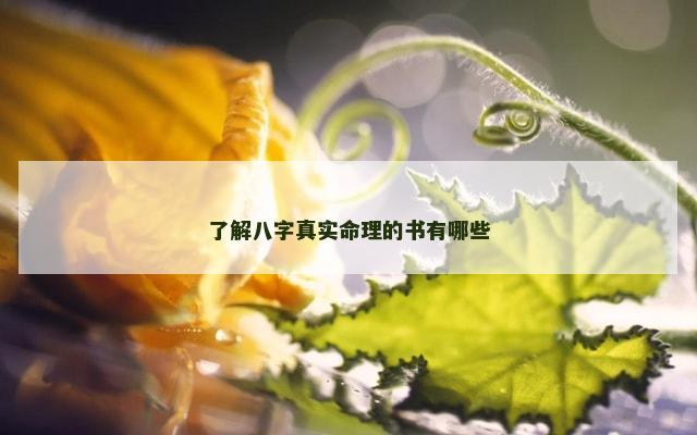 了解八字真实命理的书有哪些