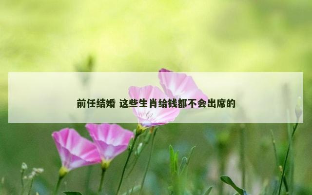 前任结婚 这些生肖给钱都不会出席的