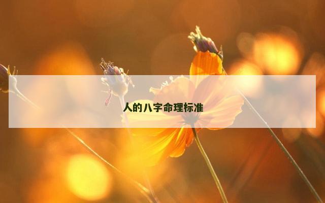 人的八字命理标准