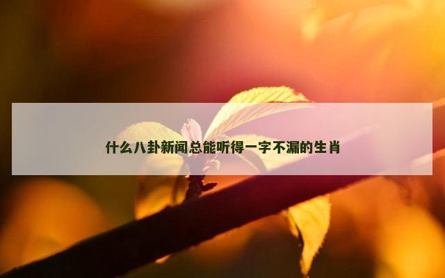 什么八卦新闻总能听得一字不漏的生肖