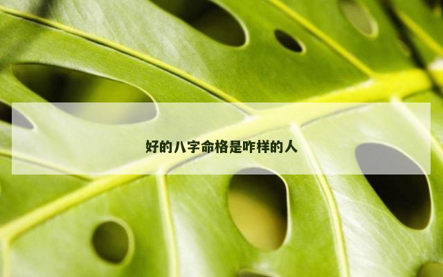 好的八字命格是咋样的人