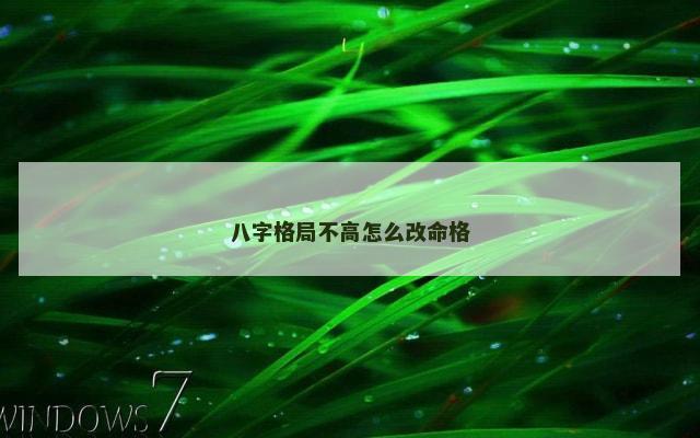 八字格局不高怎么改命格