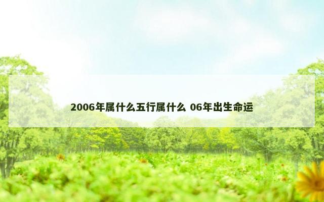 2006年属什么五行属什么 06年出生命运
