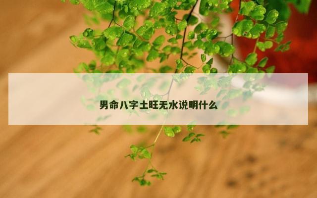男命八字土旺无水说明什么