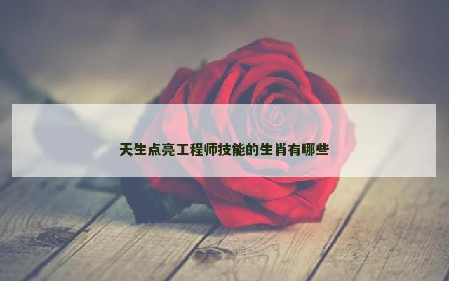 天生点亮工程师技能的生肖有哪些