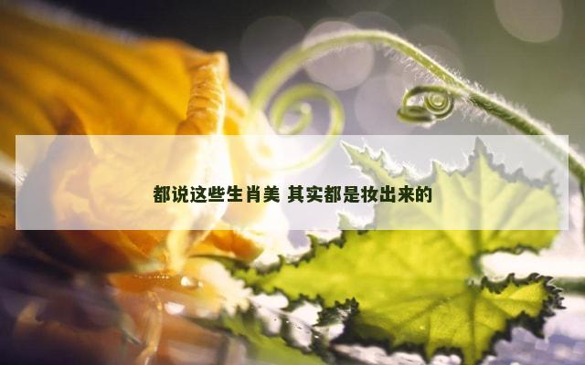 都说这些生肖美 其实都是妆出来的