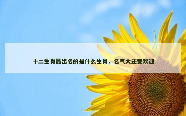十二生肖最出名的是什么生肖，名气大还受欢迎