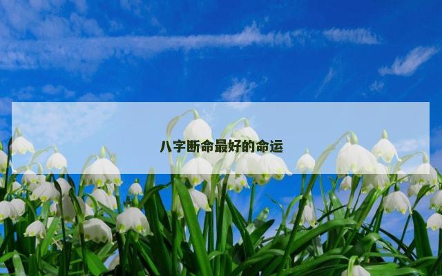 八字断命最好的命运