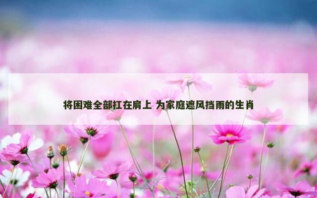 将困难全部扛在肩上 为家庭遮风挡雨的生肖