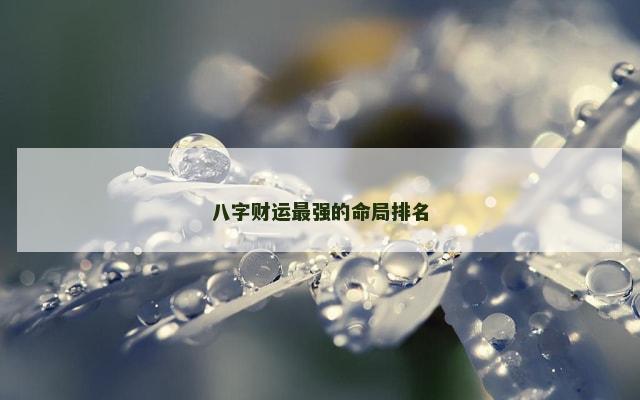 八字财运最强的命局排名