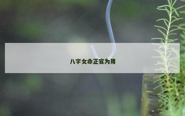 八字女命正官为用