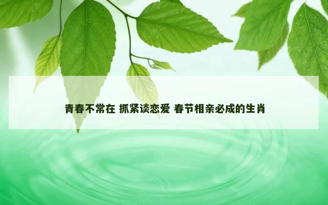 青春不常在 抓紧谈恋爱 春节相亲必成的生肖