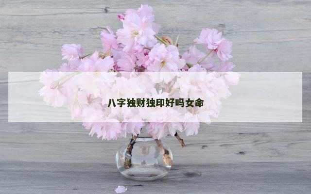 八字独财独印好吗女命