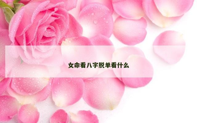 女命看八字脱单看什么