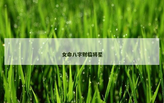 女命八字财临将星