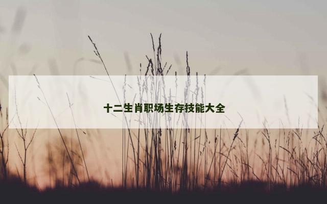 十二生肖职场生存技能大全