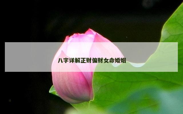八字详解正财偏财女命婚姻