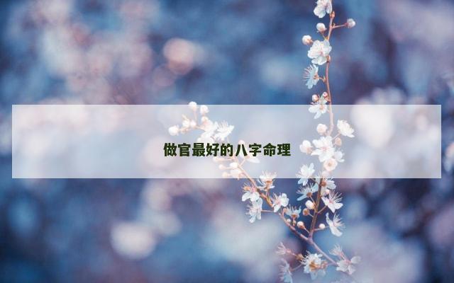 做官最好的八字命理