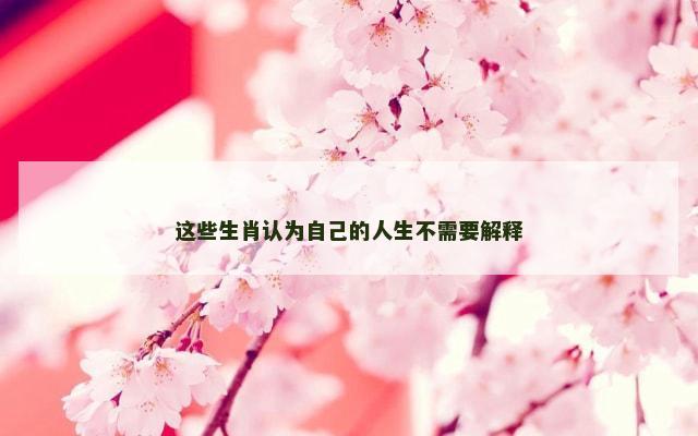 这些生肖认为自己的人生不需要解释