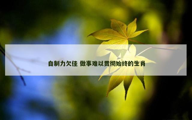 自制力欠佳 做事难以贯彻始终的生肖