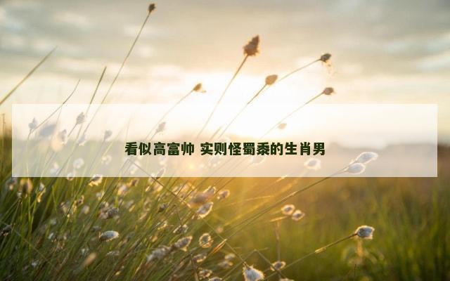 看似高富帅 实则怪蜀黍的生肖男