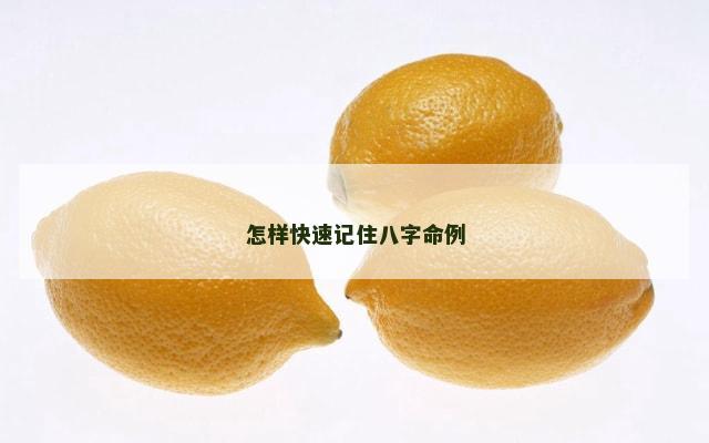 怎样快速记住八字命例