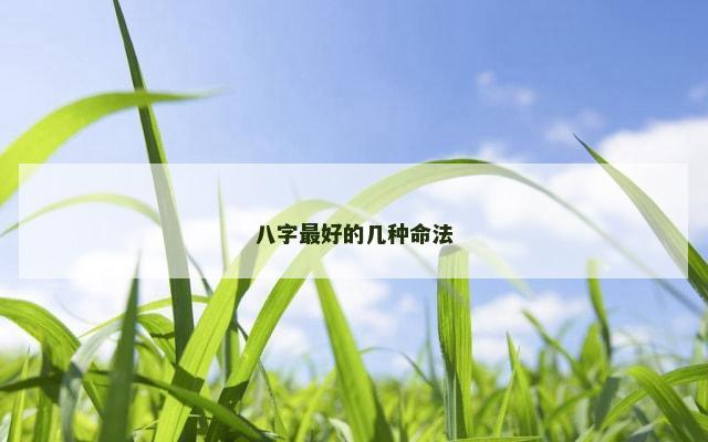 八字最好的几种命法