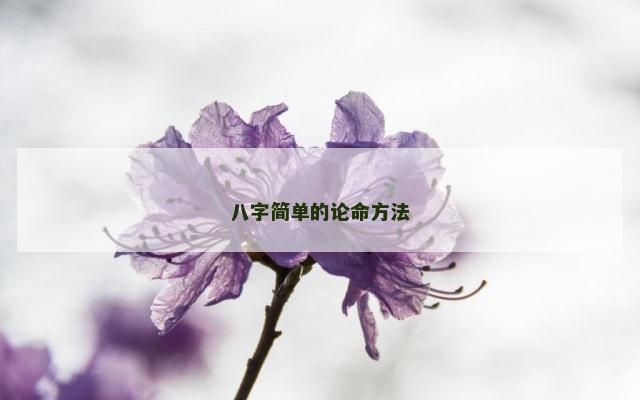 八字简单的论命方法
