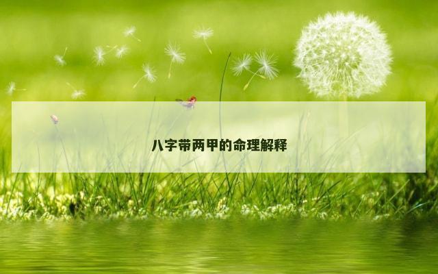 八字带两甲的命理解释